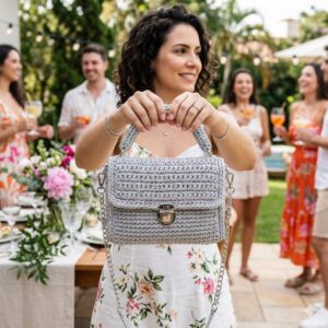 Bolsa em Crochê Lis Alumínio