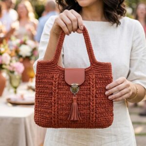 Bolsa em Crochê Lis Terracota