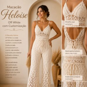 Macacão Heloise Off White com Customização