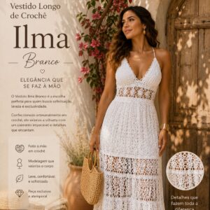 Vestido Longo de Crochê Ilma Branco
