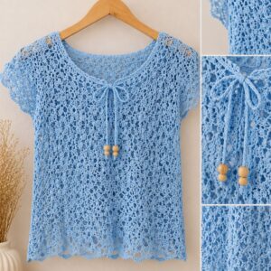 Blusa Crochê Shirley Azul Bebê