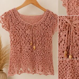 Blusa Crochê Shirley Rosê
